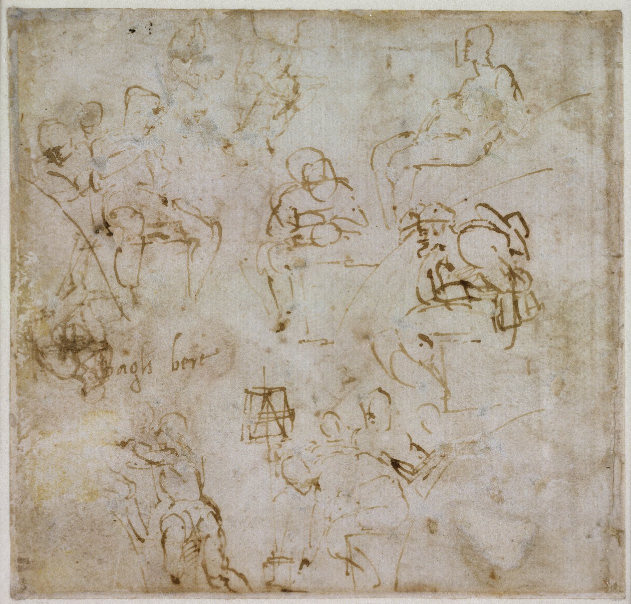 Figure study with writing, c.1511 by Michelangelo Buonarroti