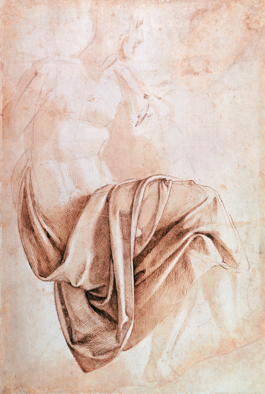 Study of drapery by Michelangelo Buonarroti