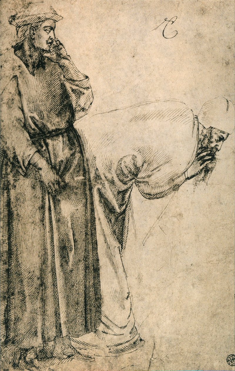 Male figures (copy from Giotto) by Michelangelo Buonarroti