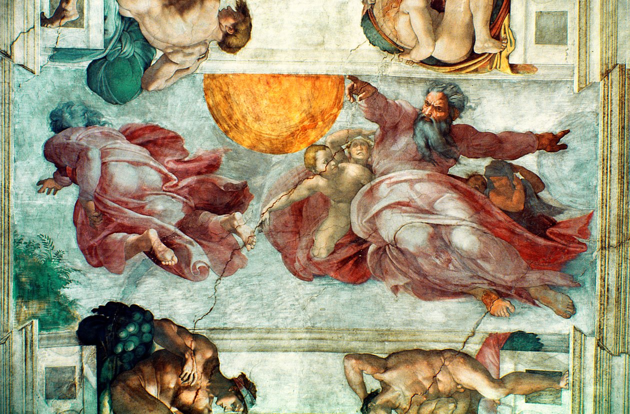 Sistine Chapel Ceiling: Creation of the Sun and Moon by Michelangelo Buonarroti