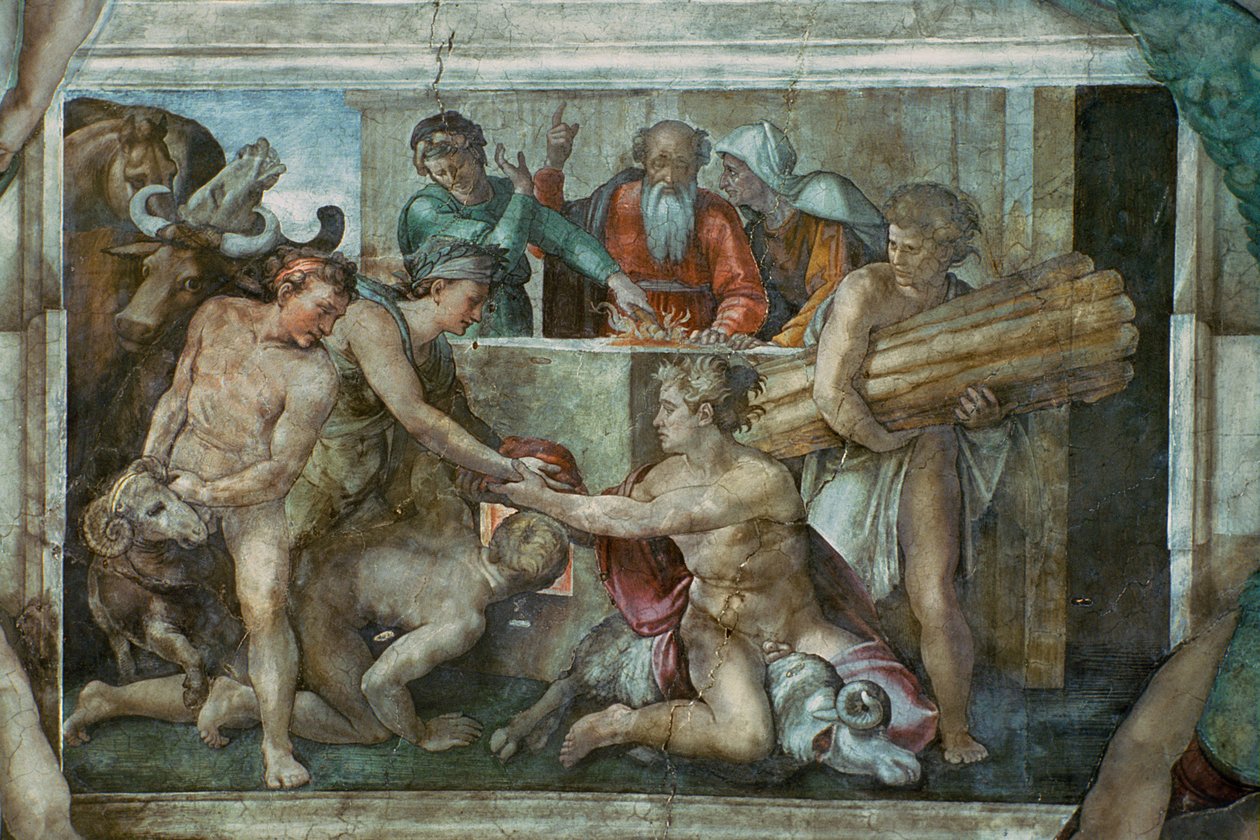 Sistine Chapel Ceiling: Noah After the Flood (pre restoration) by Michelangelo Buonarroti