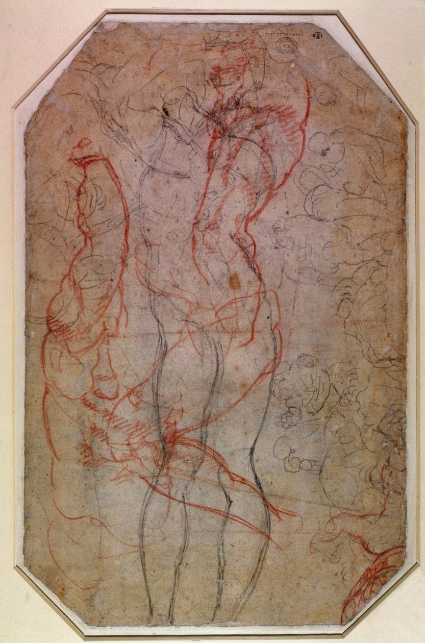 Study of Figures and the Creation of Adam (verso) by Michelangelo Buonarroti