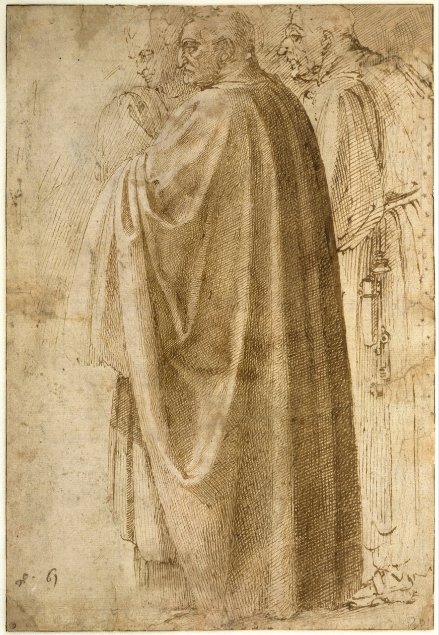 Three Standing Men in Wide Cloaks by Michelangelo Buonarroti
