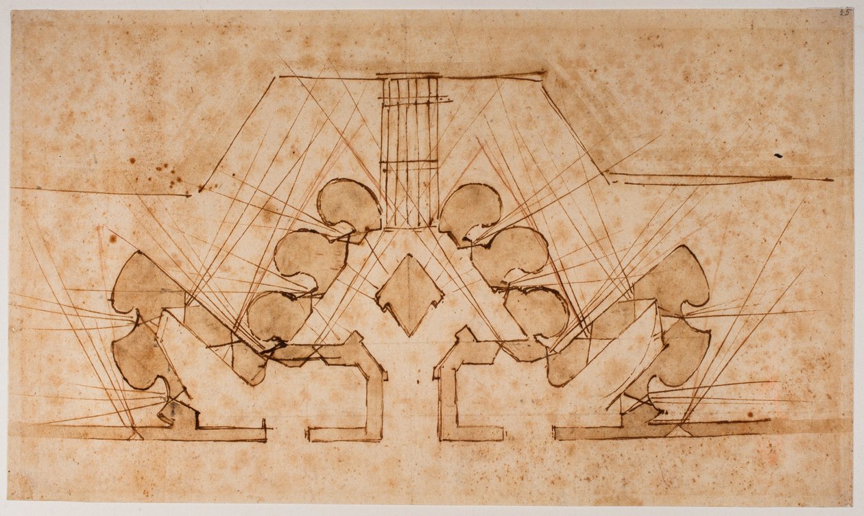 Plan of fortification of a gateway by Michelangelo Buonarroti
