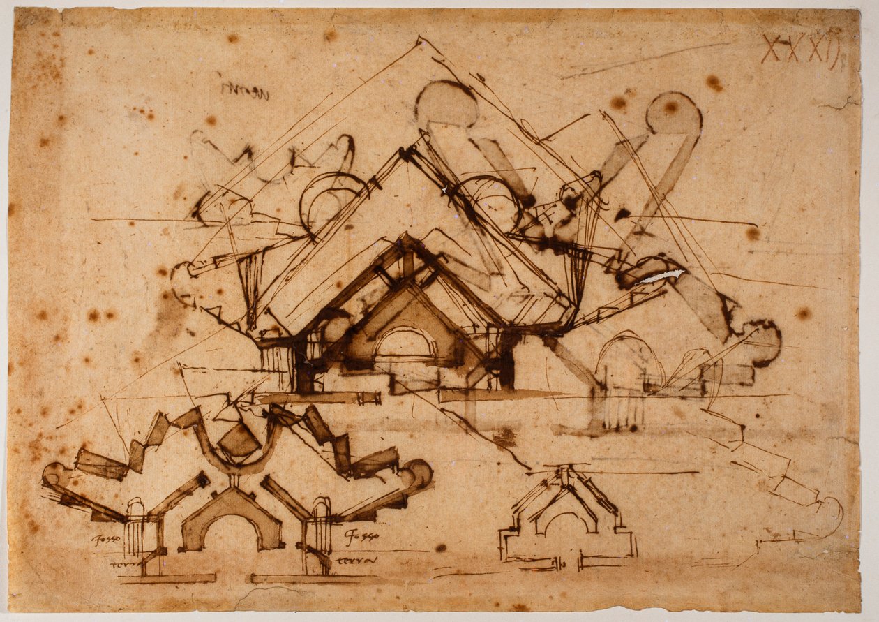 Study of fortification by Michelangelo Buonarroti