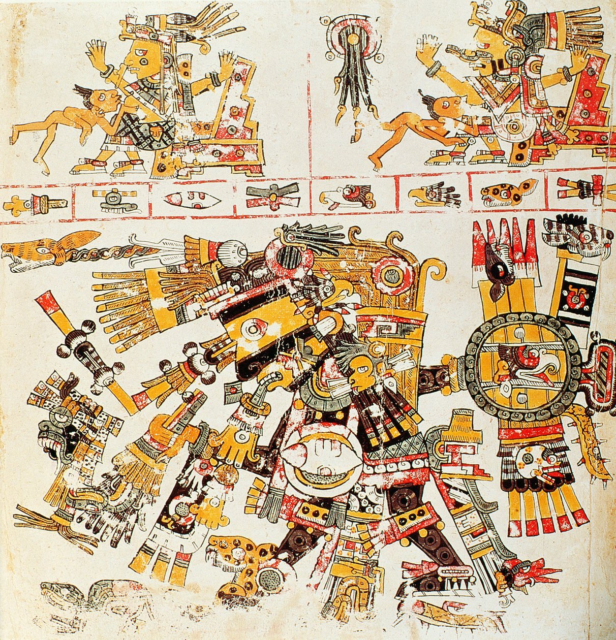 Facsimile Copy of a Page of the Borgia Codex Depicting The Black Tezcatlipoca (colour lithograph) by Mixtec