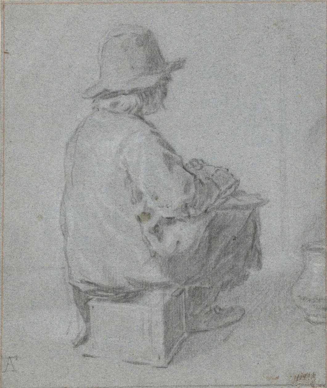 Boy Sitting on a Stool by Monogrammist AT of AF
