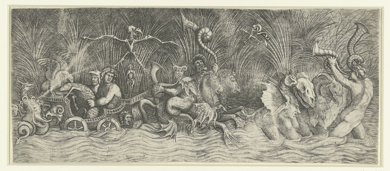 Sea Gods on a Triumphal Chariot Pulled by Mythical Creatures by Monogrammist HFE