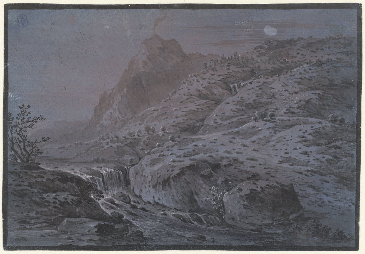 Volcanic Landscape by Moonlight by Monogrammist IAR of IAP