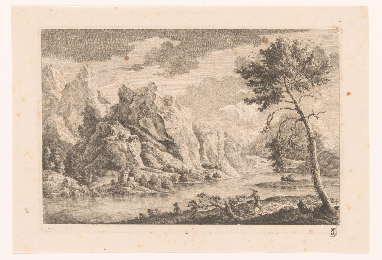 Mountain Landscape with River by Monogrammist MEG