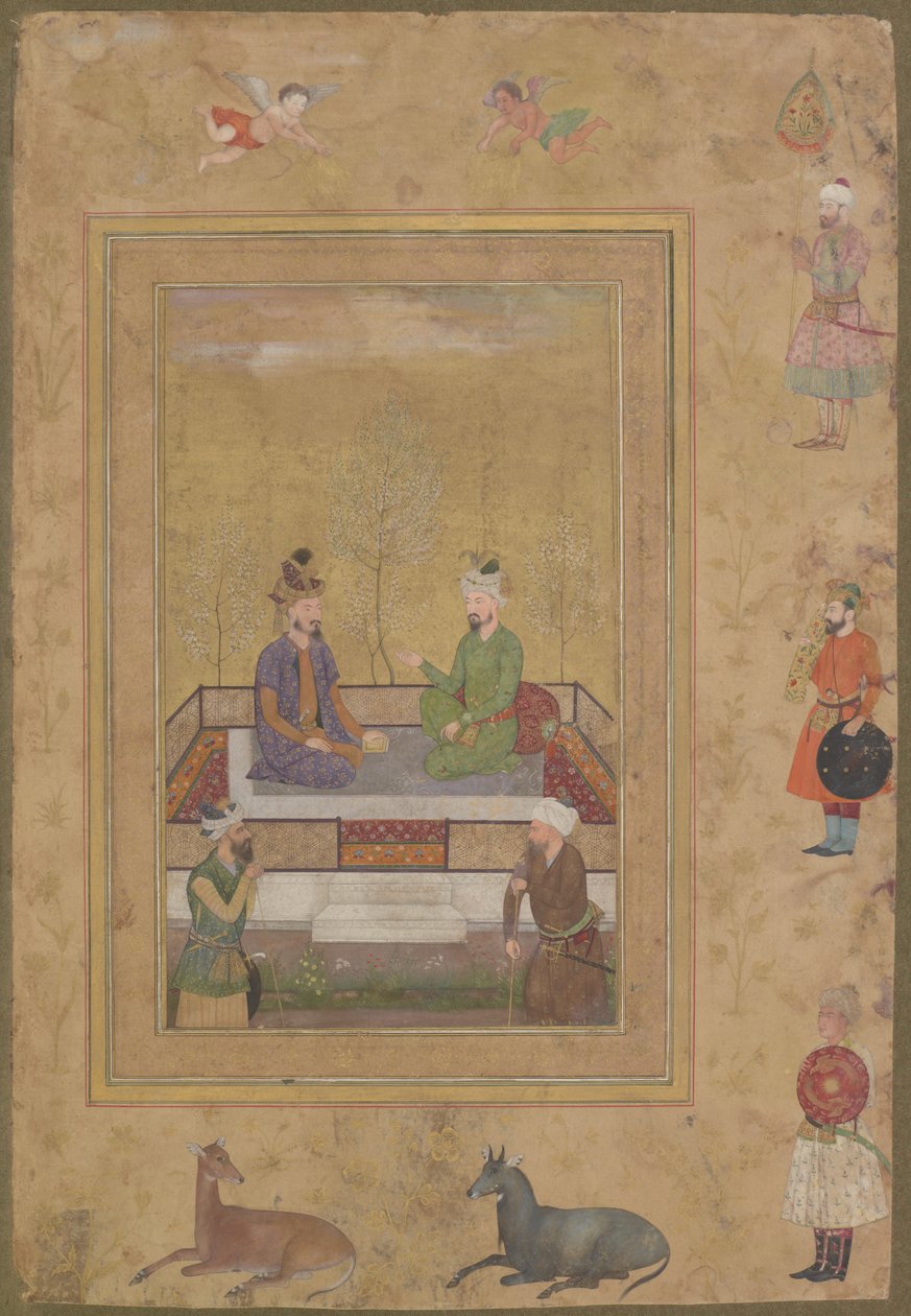 Babur and Humayun with Courtiers by Mughal School