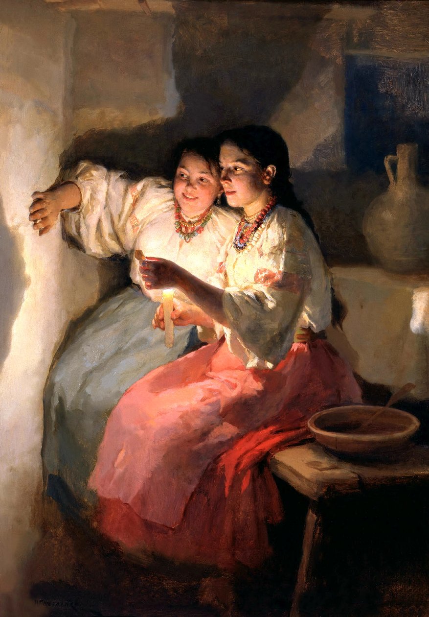 Yuletide Fortune Tellers by Mykola Kornylijowytsch Pymonenko