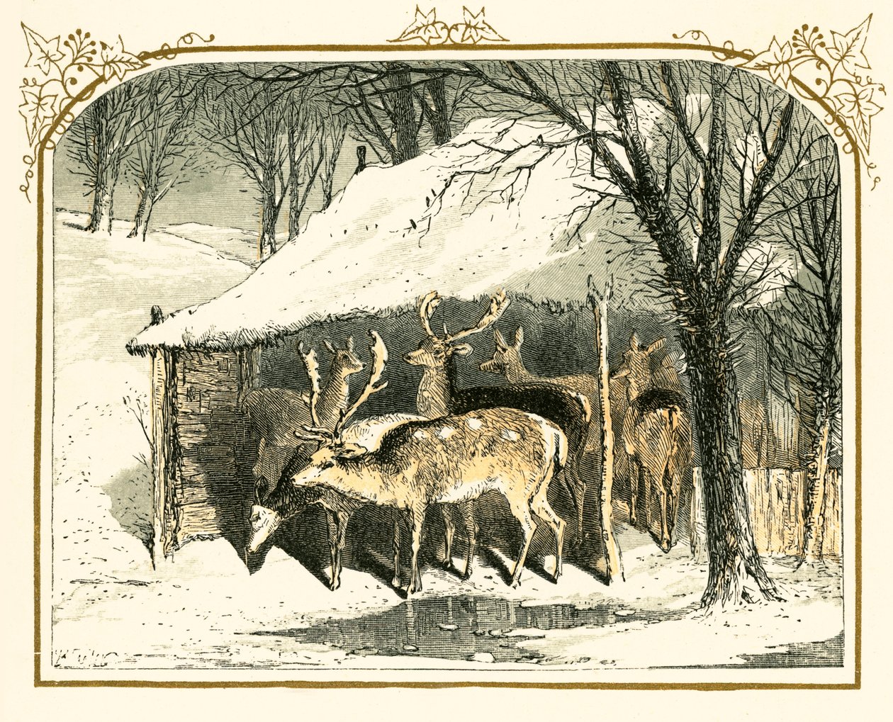 Deer in the Snow by Myles Birket Foster