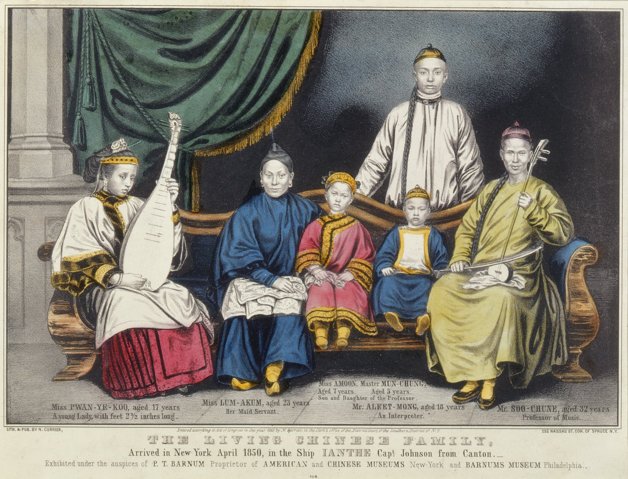 Poster advertising The Living Chinese Family by Nathaniel Currier