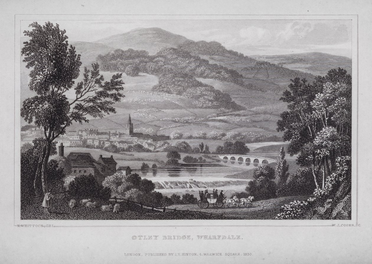 Otley Bridge, Wharfdale by Nathaniel (after) Whittock