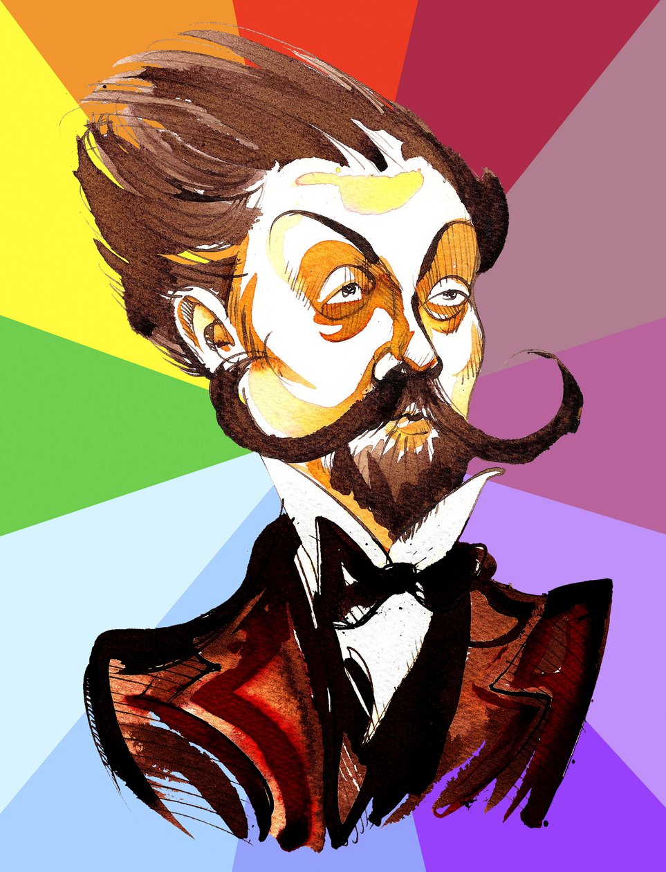 Alexander Scriabin, Russian composer (1872-1915); color caricature by Neale Osborne