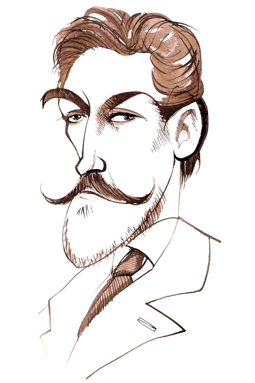 Felix Weingartner, Austrian conductor and composer; caricature by Neale Osborne
