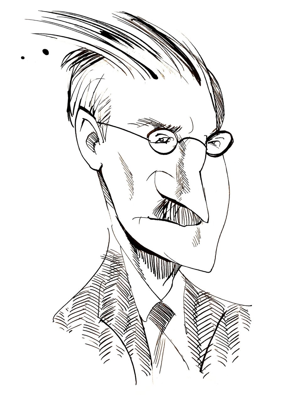 James Joyce - caricature of Irish writer (1882-1941) by Neale Osborne