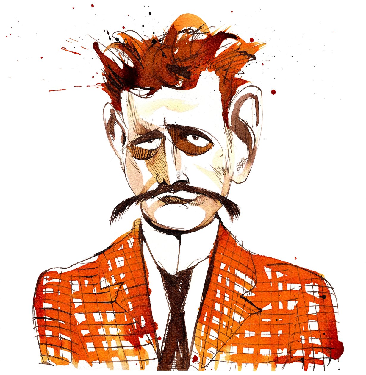 Jean Sibelius, caricatured as a younger man by Neale Osborne