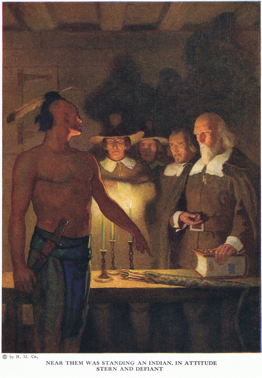 Near Them Was Standing an Indian, in Attitude Stern and Defiant by Newell Convers Wyeth