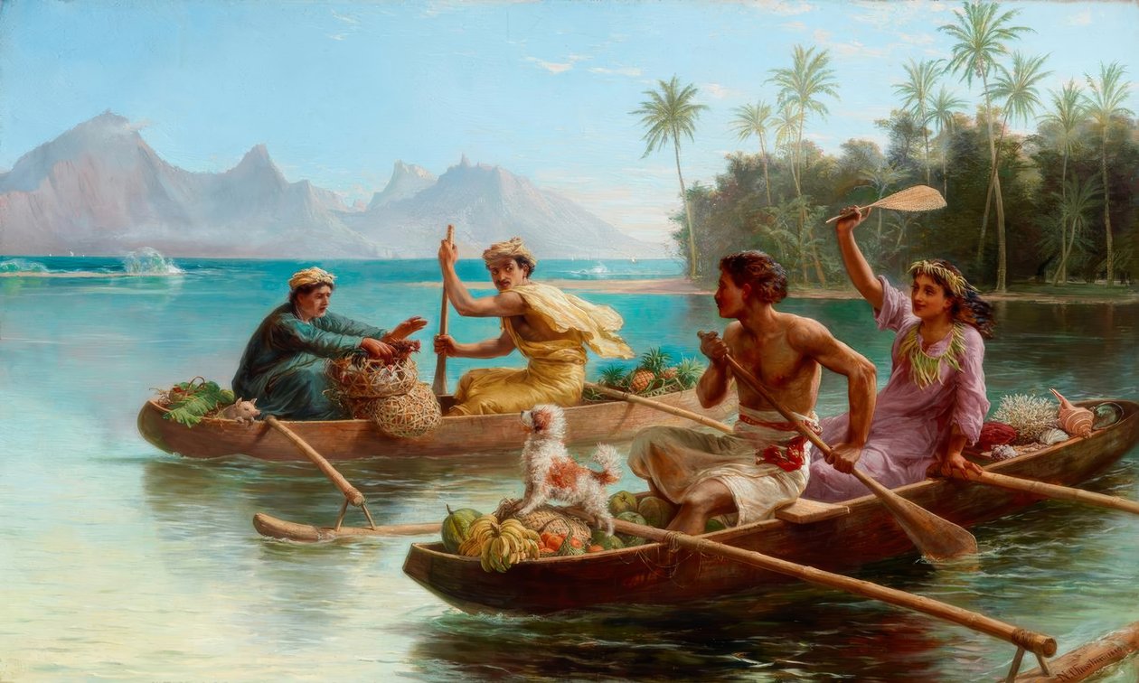 N. Chevalier, Race to the Market, Tahiti by Nicholas Chevalier