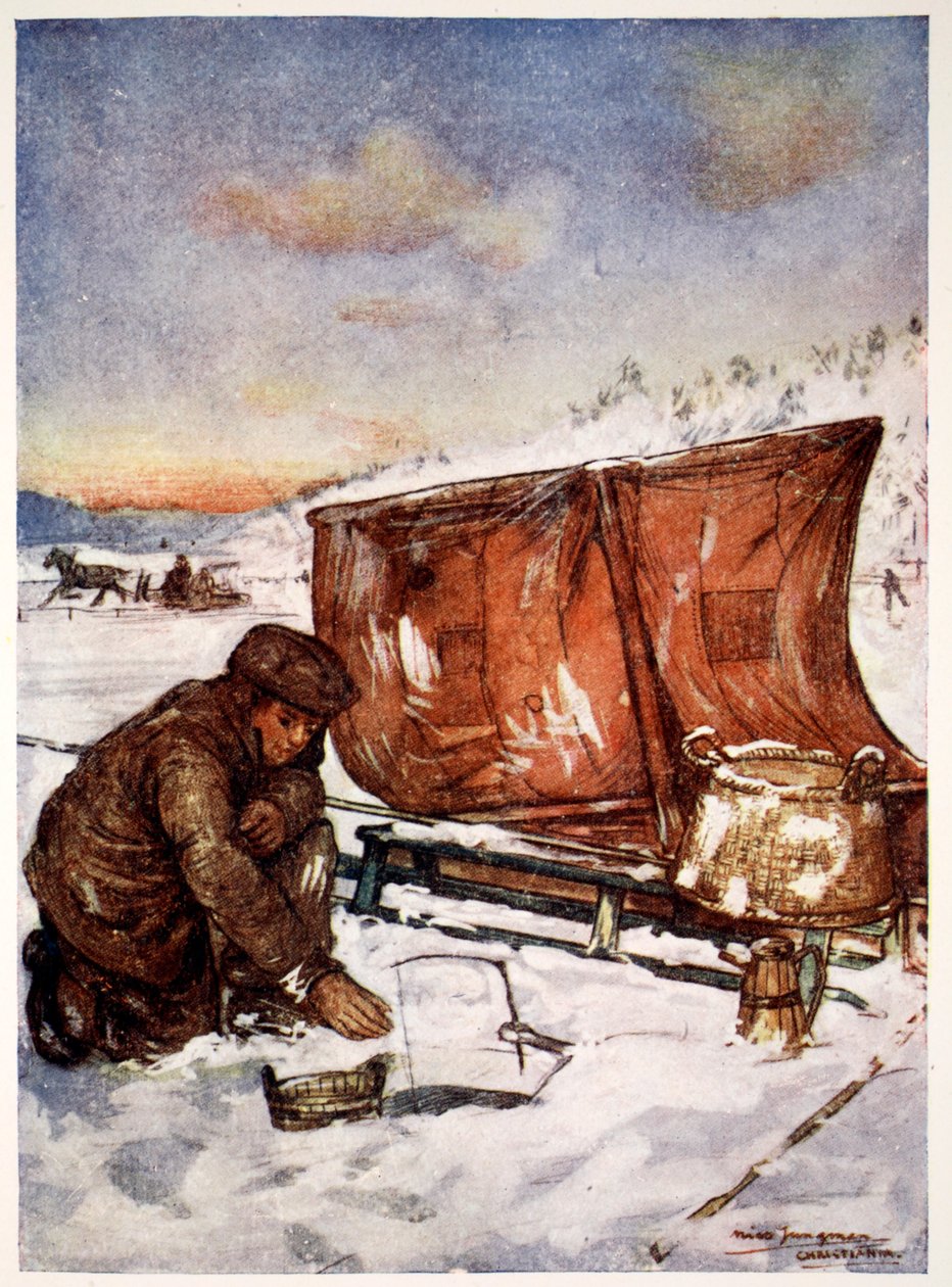 Fishing through the Ice on Christiania Fjord, 1905 by Nico Jungman