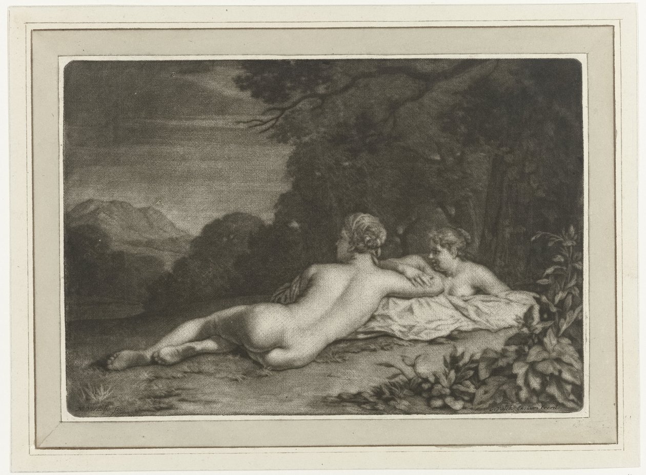 Landscape with Two Nymphs by Nicolaas Verkolje