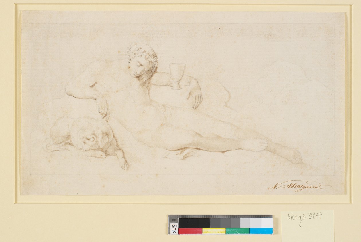 Sleep, a Reclining Male Figure with a Sleeping Dog by Nicolai Abildgaard