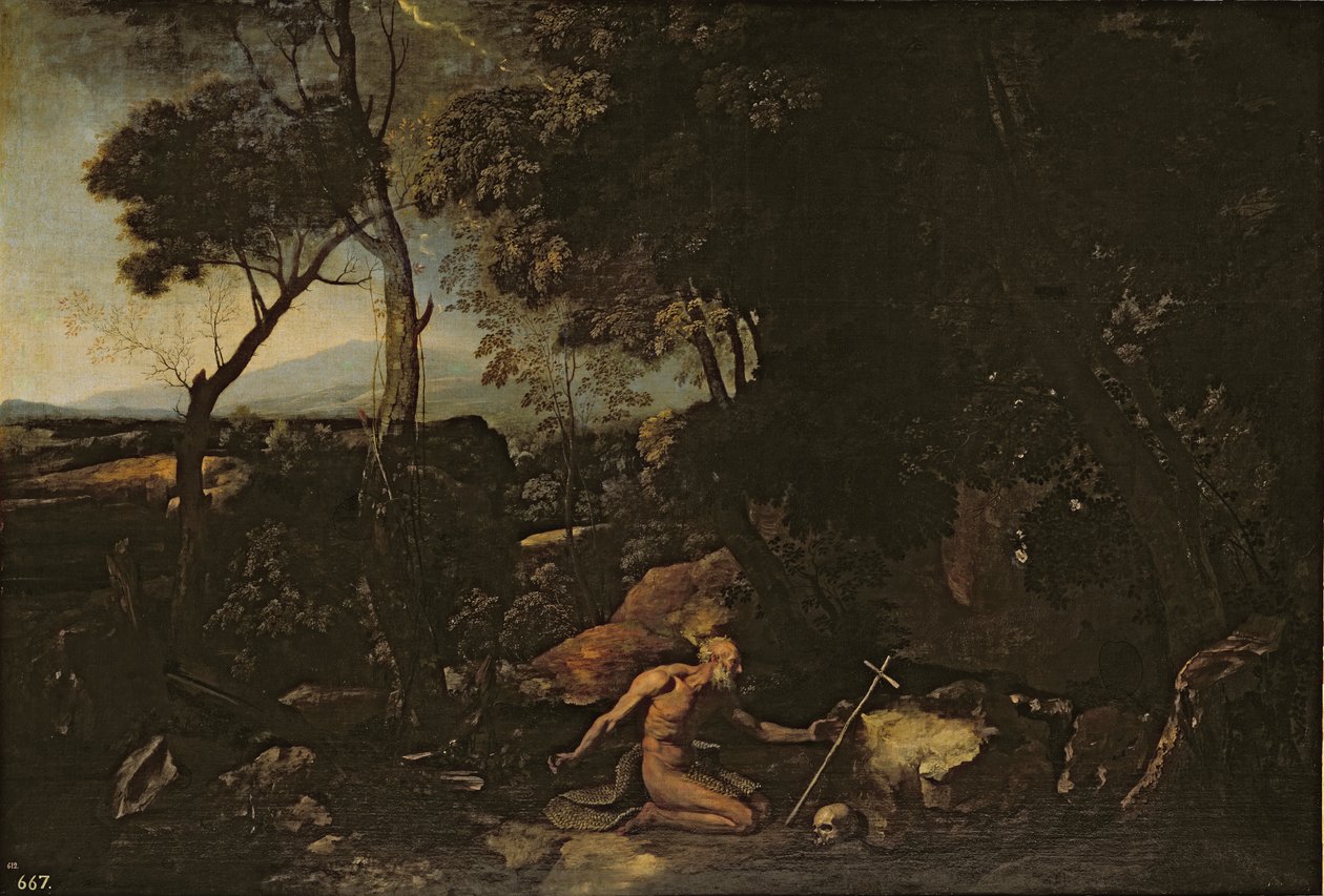 Landscape with St. Jerome by Nicolas Poussin