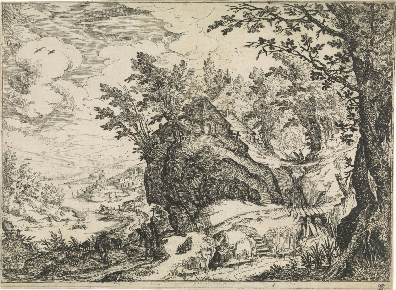 Mountain Landscape with a Church by Nicolas Moillon