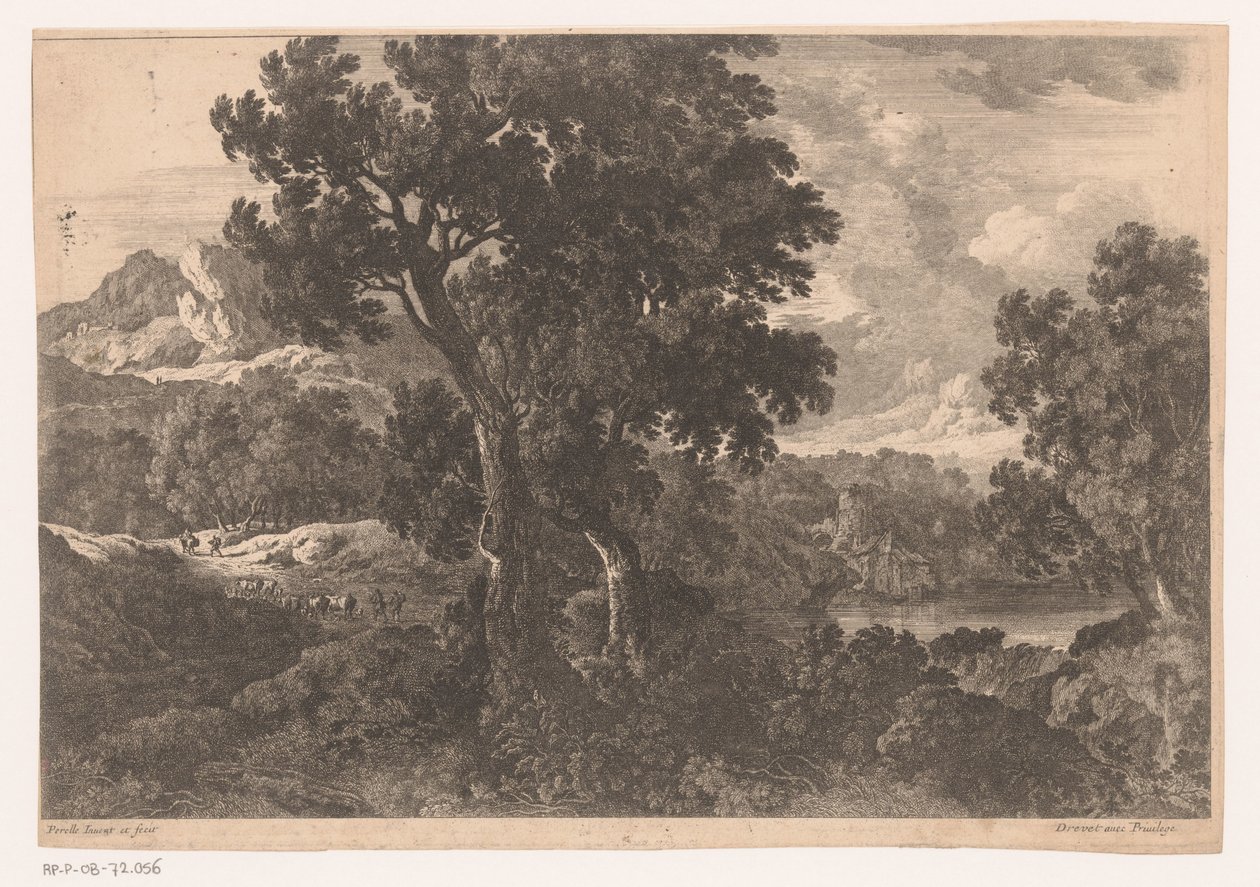 Mountain Landscape with Trees by Nicolas Perelle