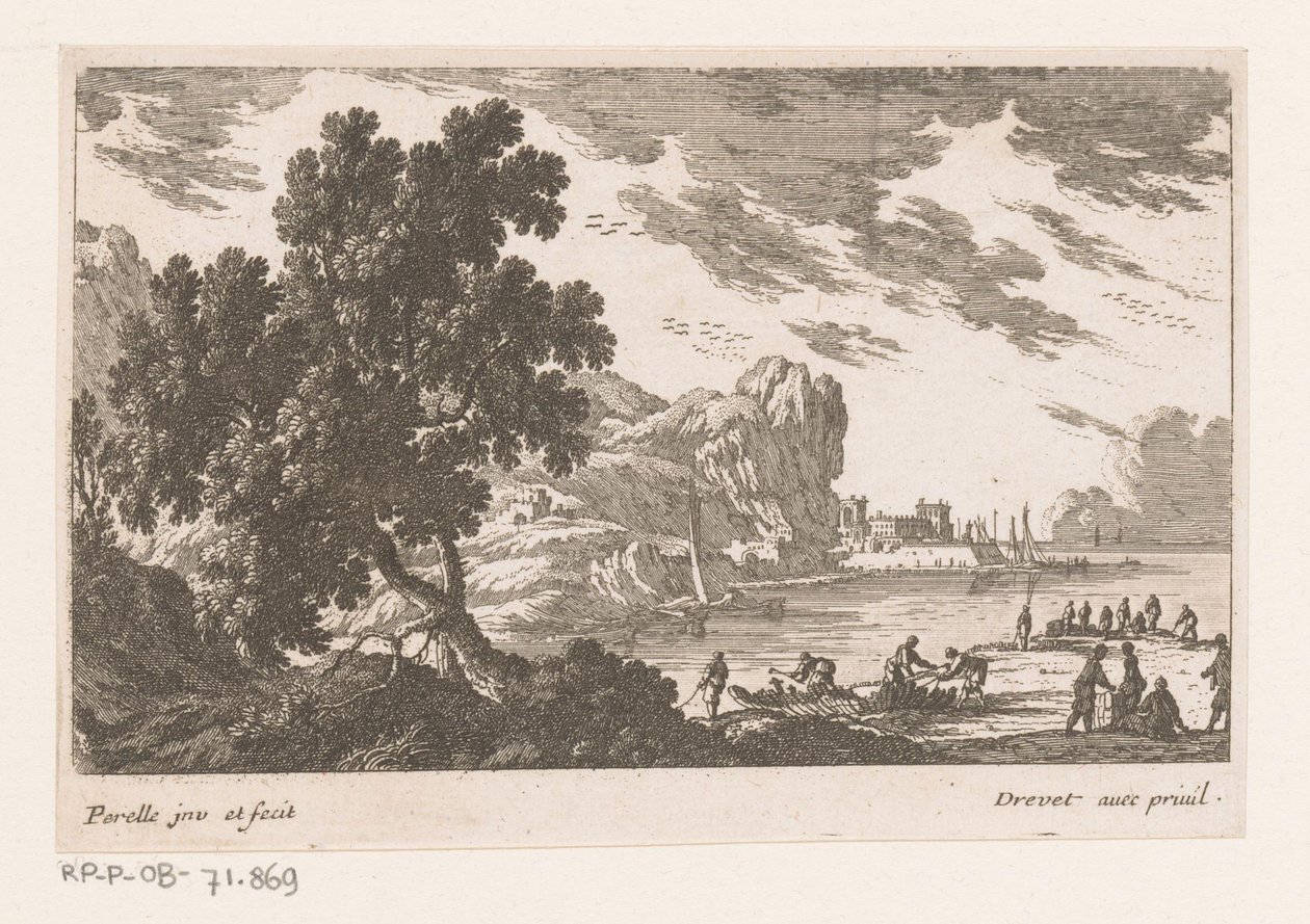 Coastal Scene with Dock Workers by Nicolas Perelle