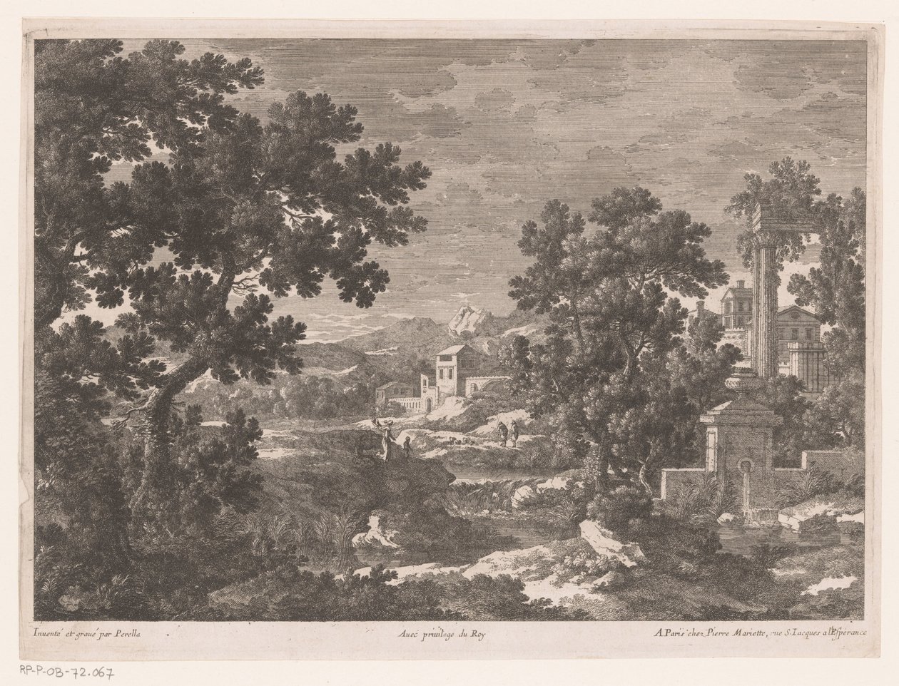 Landscape with an Ancient Spring by a River by Nicolas Perelle