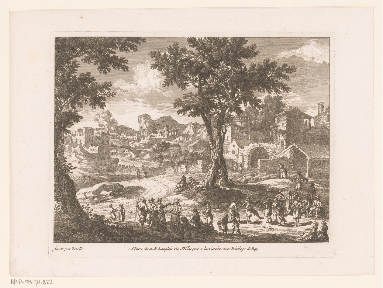 Landscape with a Group of Dancing and Talking People by Nicolas Perelle