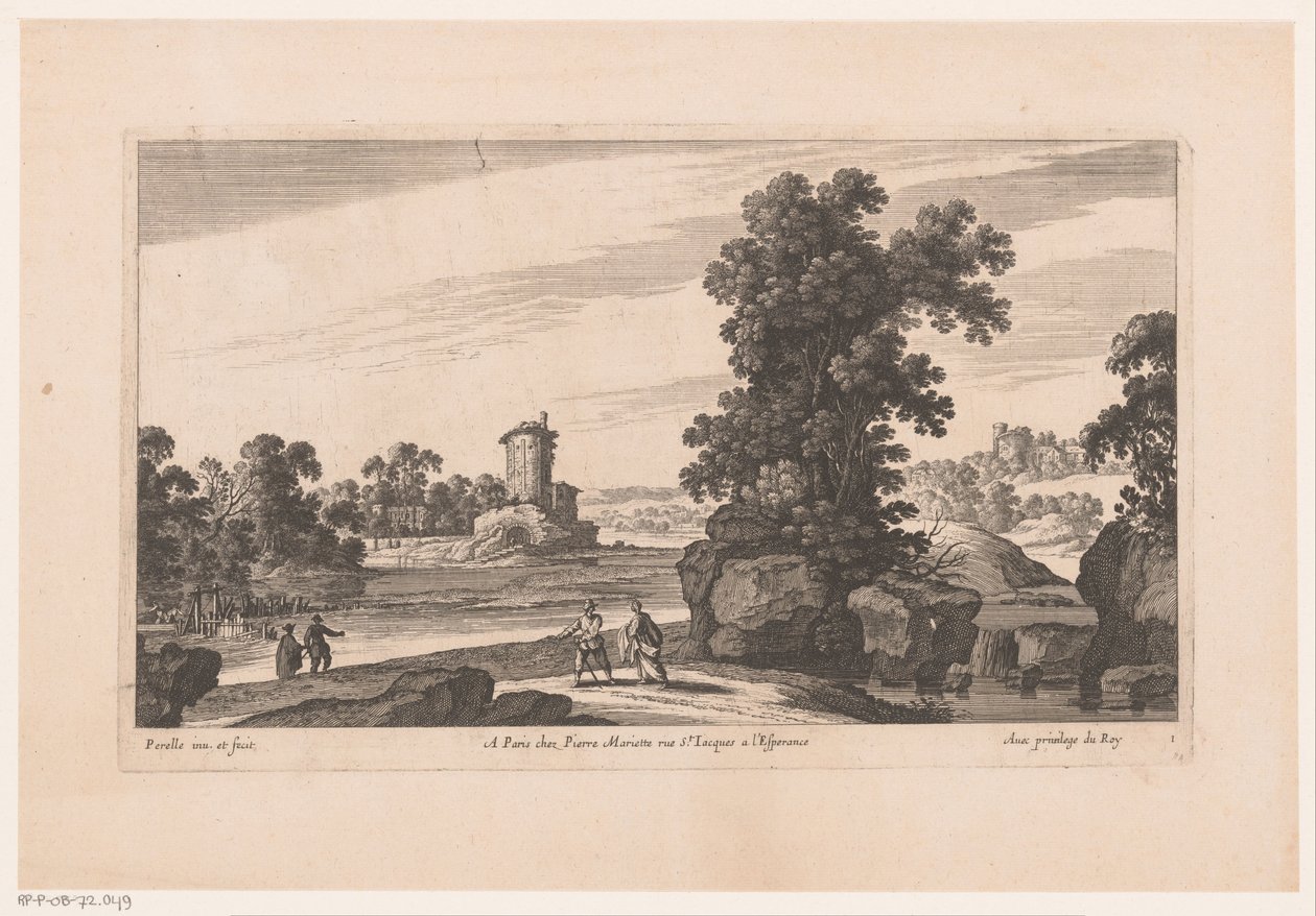 River Landscape with Tower by Nicolas Perelle