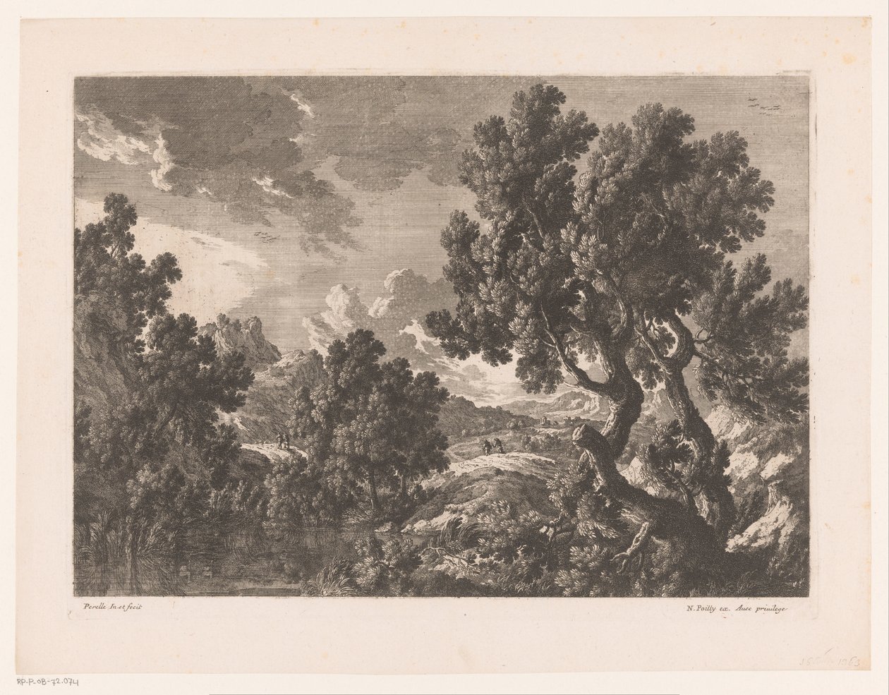 Rocky Landscape with Trees by Water by Nicolas Perelle