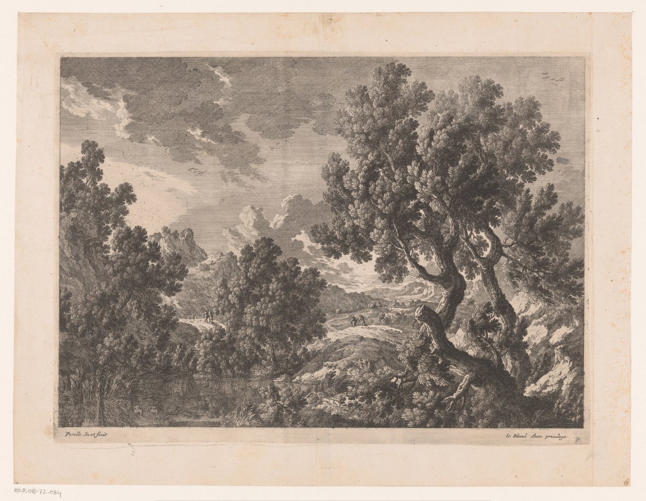 Rocky Landscape with Trees by Water by Nicolas Perelle