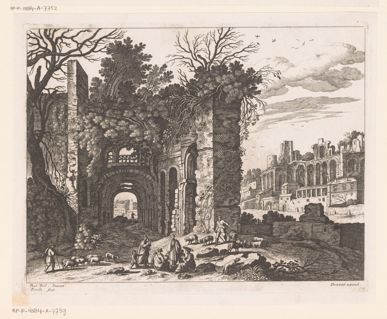Resting Family in Front of a Ruin by Nicolas Perelle