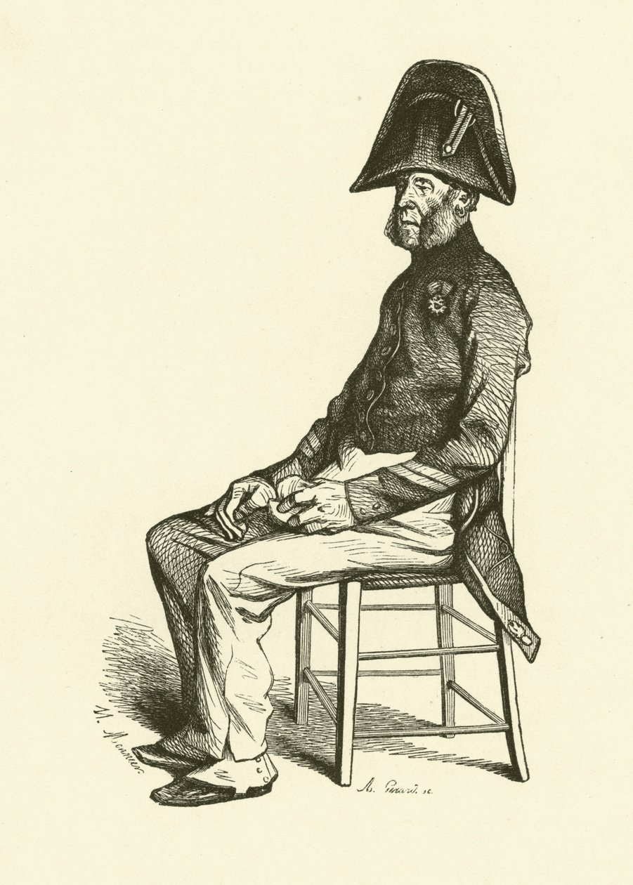 The Pensioner (engraving) by Nicolas Toussaint (after) Charlet