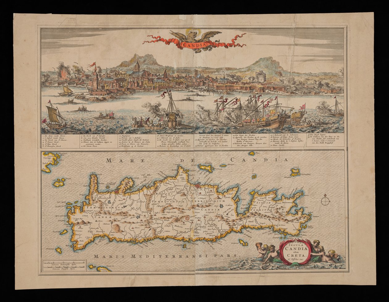 View of Candia and Map of Crete by Nicolas Visscher