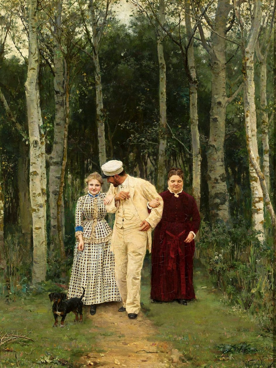 Courtship: A Walk in the Countryside by Nikolai Dmitrievich Kuznetsov