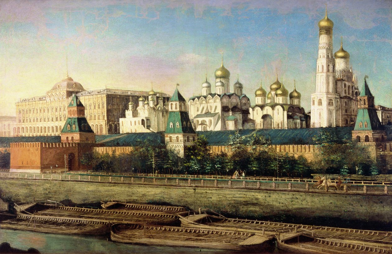 View of the Moscow Kremlin from the Embankment by Nikolai Ivanov Podklutchnikov