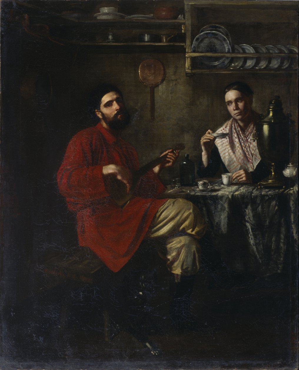 Homely scene of peasant life, 1855 by Nikolai Vasilyevich Nevrev
