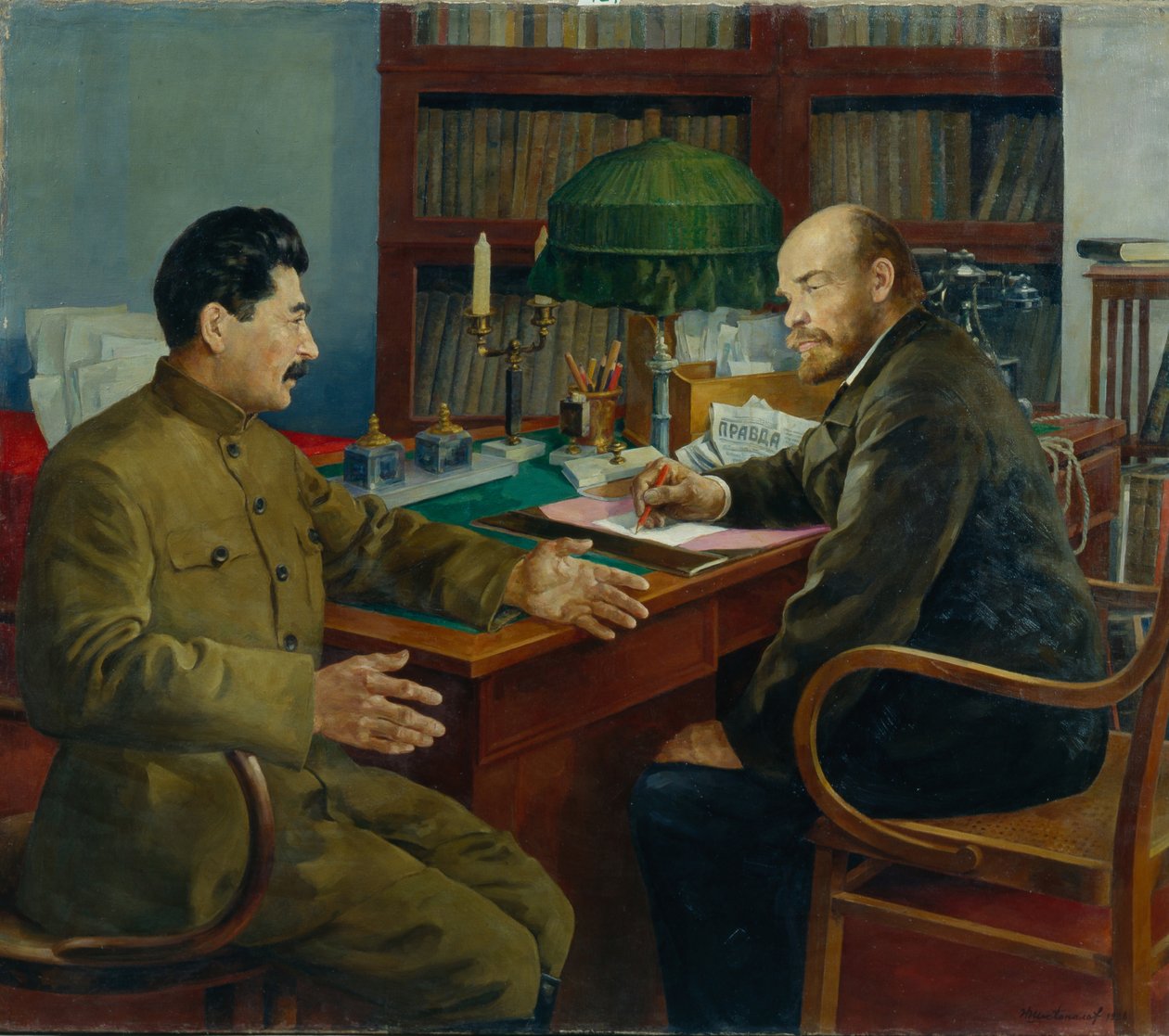 Lenin and Stalin by Nikolay Ivanovich Shestopalov