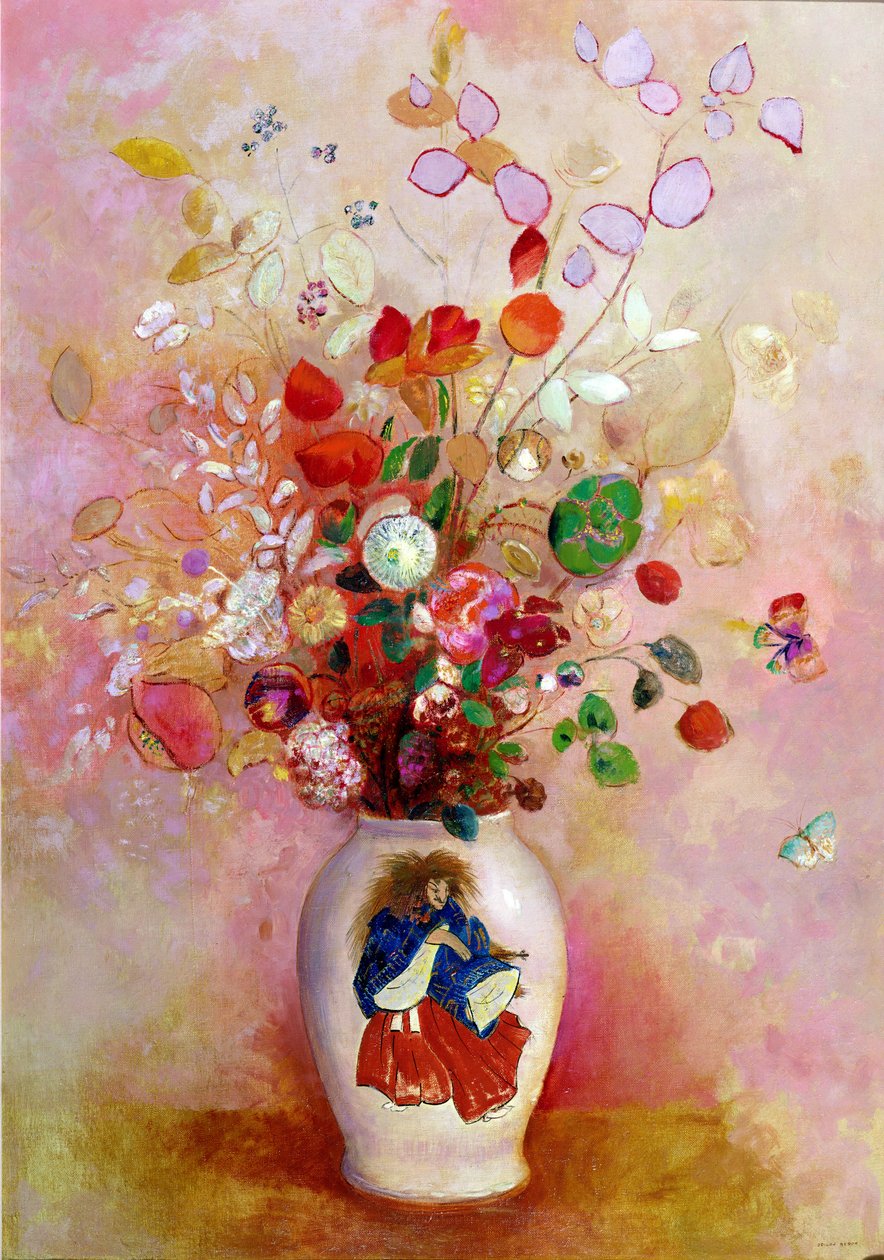 Bouquet of Flowers in a Japanese Vase by Odilon Redon