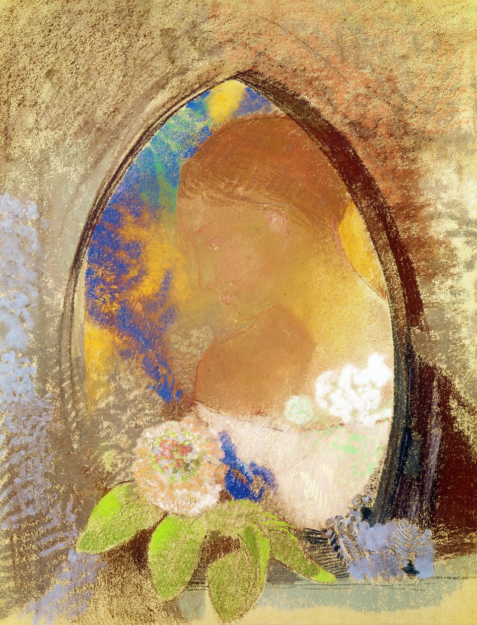 Portrait with Flowers by Odilon Redon