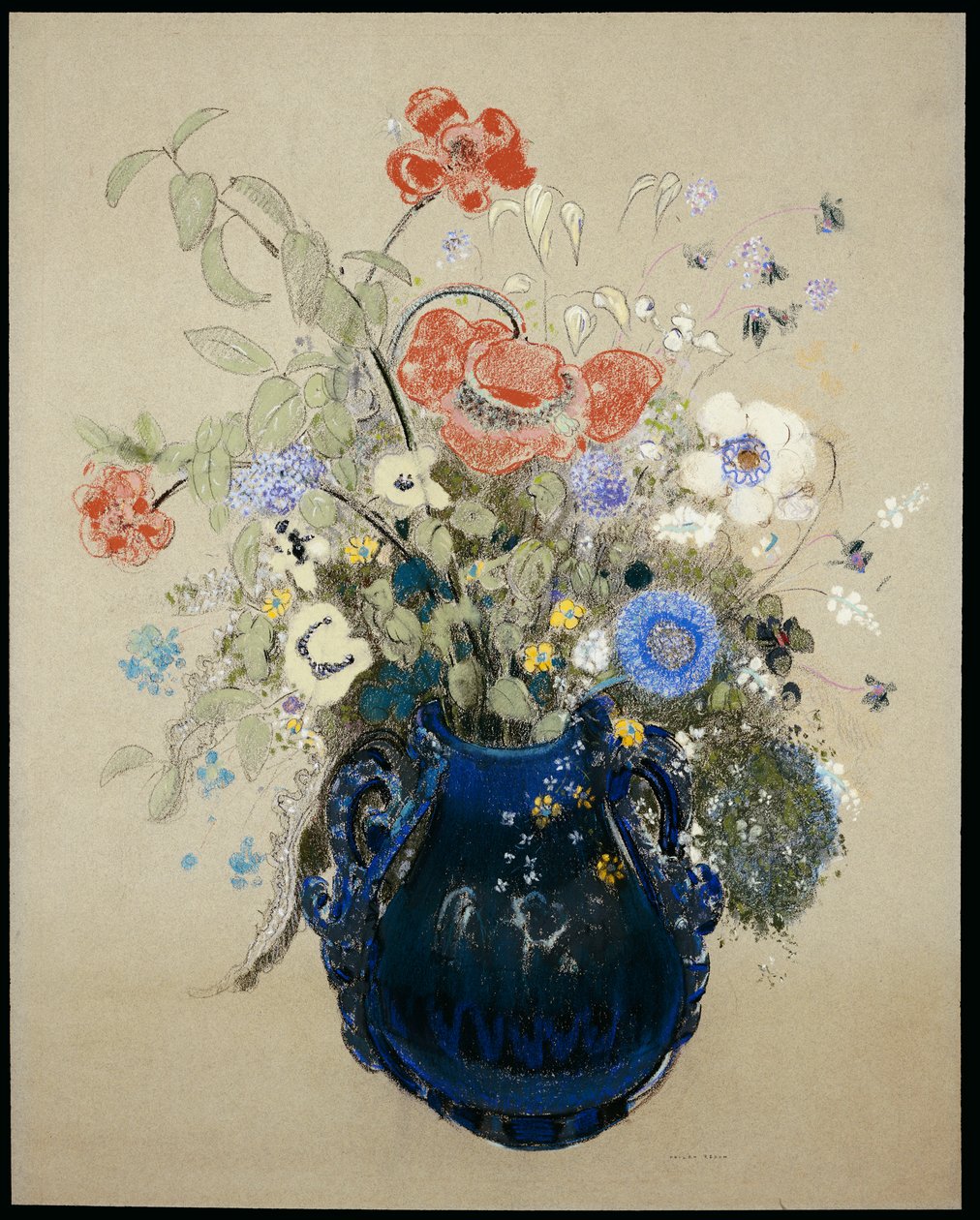 A Vase of Blue Flowers by Odilon Redon