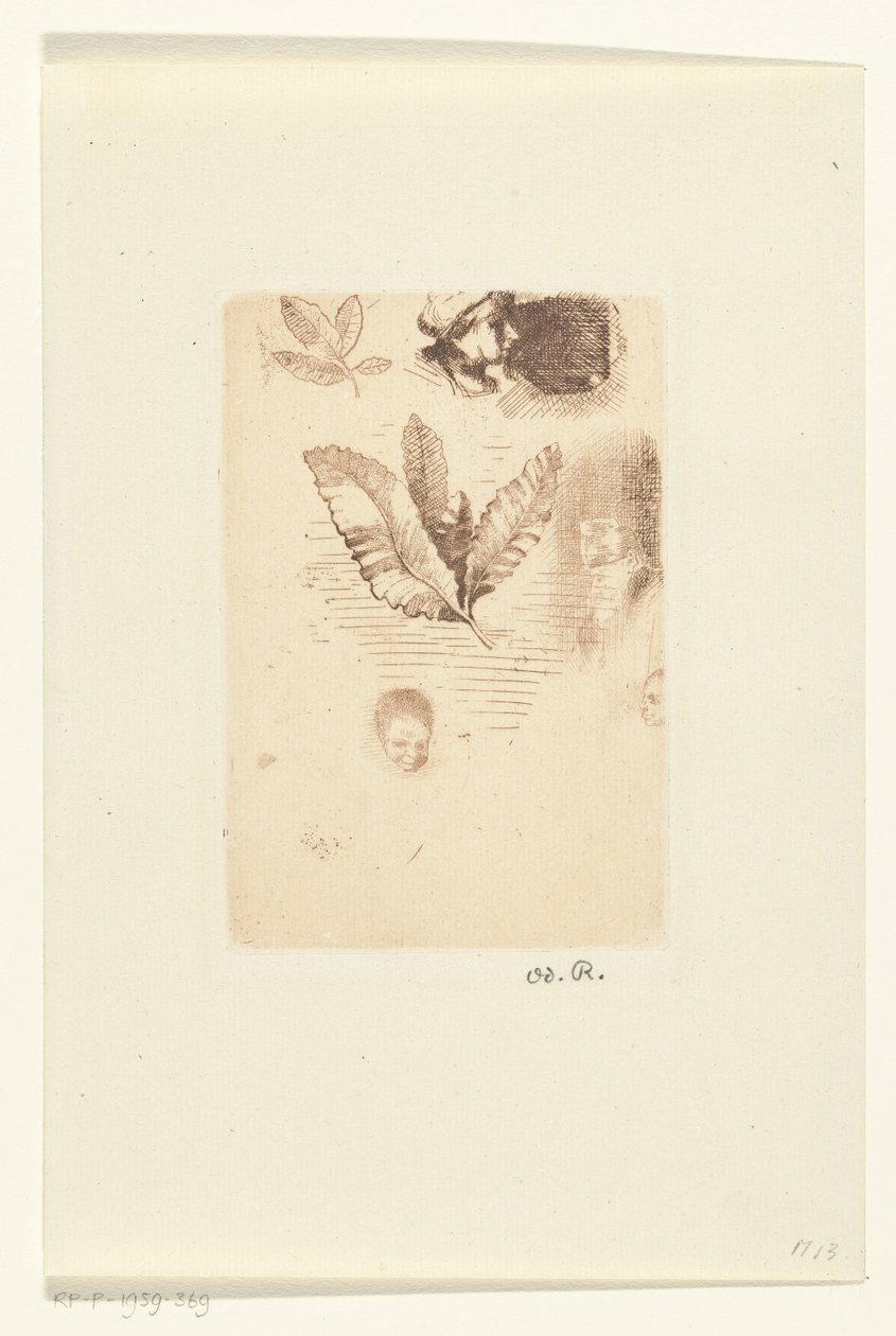 Sheet with Sketches by Odilon Redon