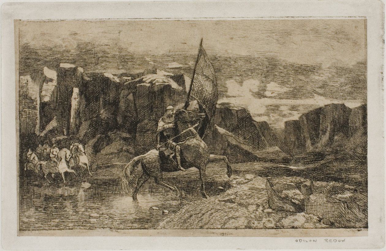 Standard-Bearer Crossing a Stream by Odilon Redon
