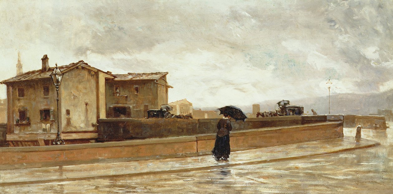 Woman Walking on a Bridge, 1881 by Odoardo Borrani